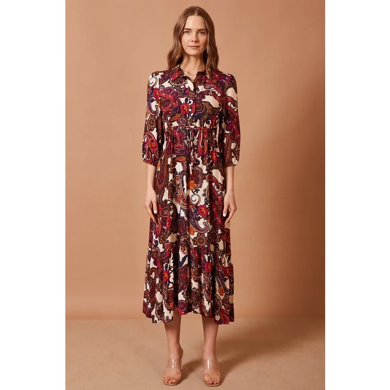

Paisley Print Dress Women Summer Dress Casual Long Prom Midi Maxi