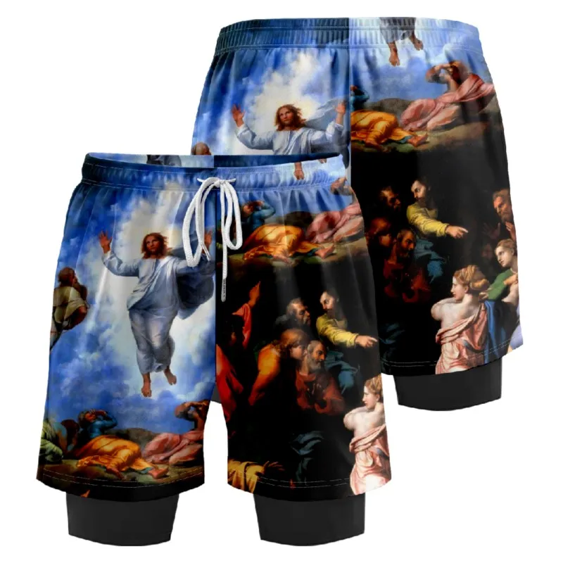 Шорты мужские с 3D принтом спортивные короткие баскетбольные штаны Спортивная