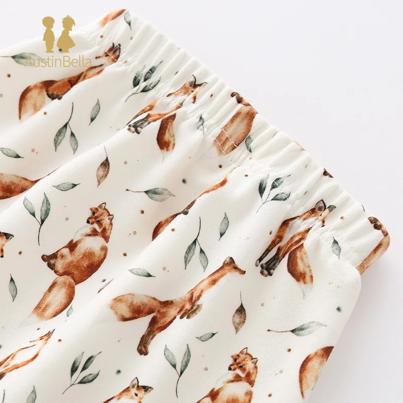 Штаны для новорожденных с принтом лисы длинные мягкие брюки малышей