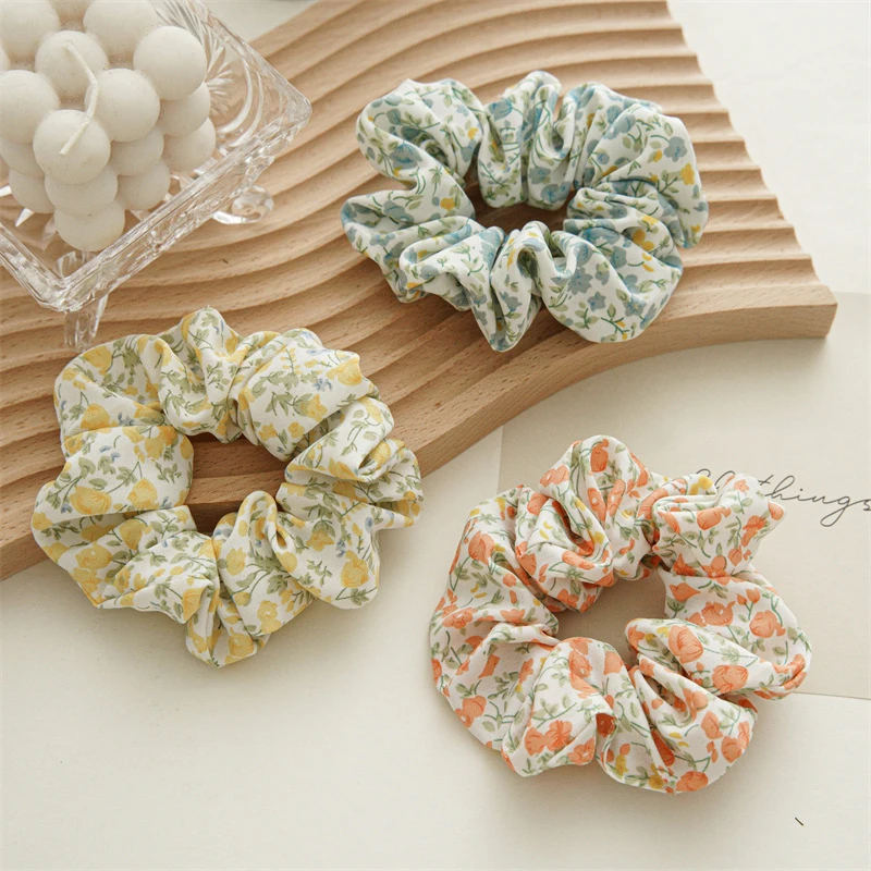 

Fashion Chiffon Scrunchies Sweet Small Floral Elastic Hair Bands Vintage Flower Print Ponytail Holder Hair Tie Hair Accessories