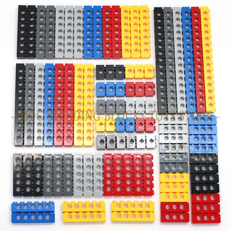 Фото Технические строительные блоки, детали, Объемные Толстые блоки MOC, 6 цветов, комбинированные аксессуары, шипованные длинные лучи, робот, детс... №2