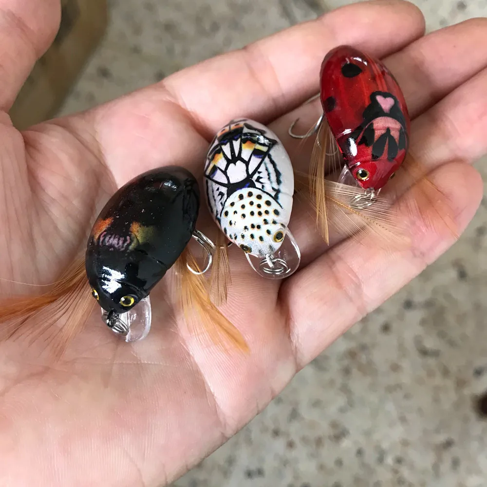 1Pc 3.8cm 4.1g Artificial Ladybug Fishing Bait Cicada Beetle Insect Wobblers Fishing Lures Topwater For Bass Carp Fishing Tackle