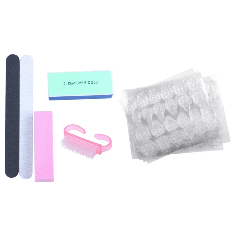 

5Pcs Nail Set Nail Polishing Tofu Block Polishing Article Manicure Kit & 1 Set Double-Side Nail Glue Sticker