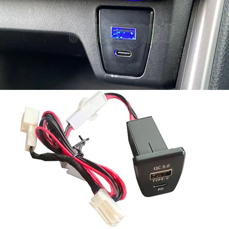 

Автомобильное зарядное устройство QC3.0, USB-интерфейс, двойная розетка для Toyota RAV4