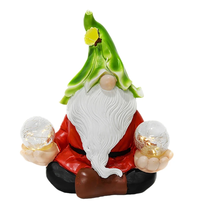 

Garden Gnome Figurine With Long Beard Solar Lights Outdoor Indoor Decor For Patio Lawn Porch Ornament Gift