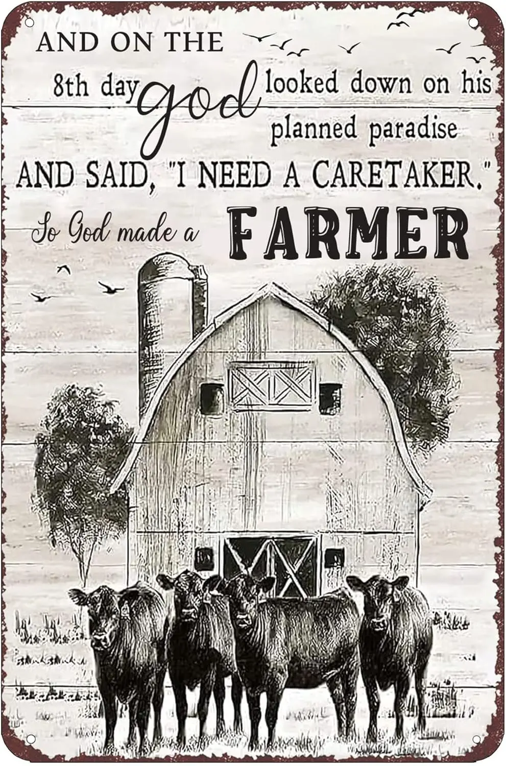 Metl Tn Retro Sgn - Frmhouse ngus Cow So God Mde Frmer Country Frm Ktchen Wll Home Grden Decor rt Sgns Grge Decort