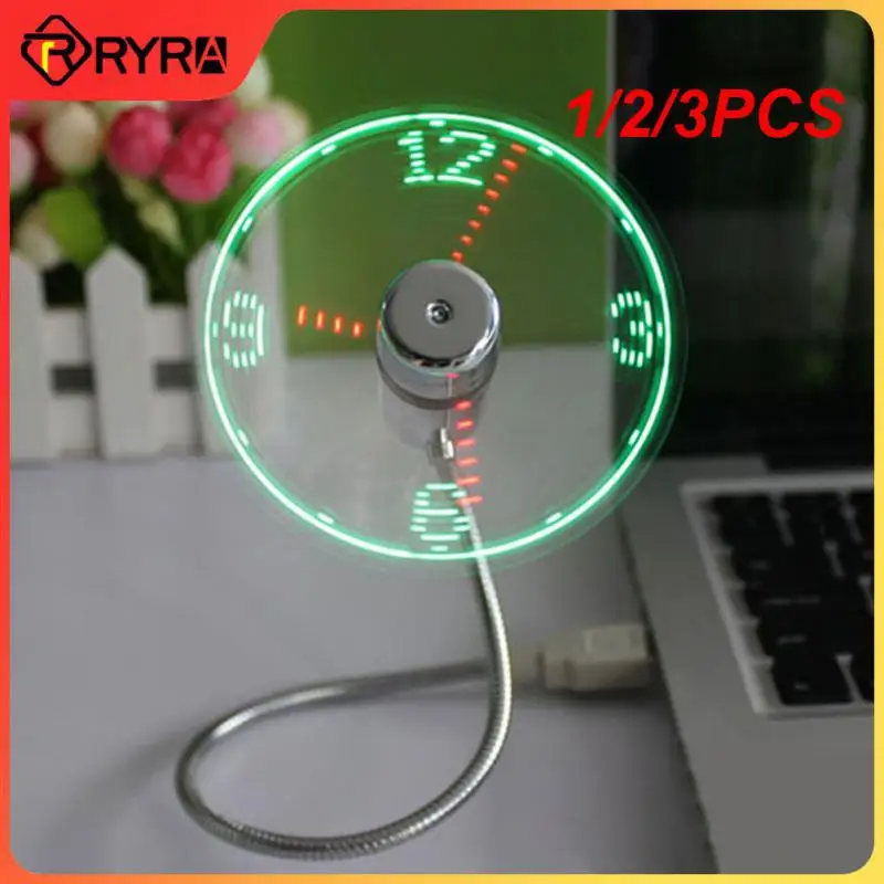 

1/2/3PCS Hand Mini USB Fan Portable Gadgets Flexible Gooseneck LED Clock Cool For Laptop PC Notebook Real Time Display Durable