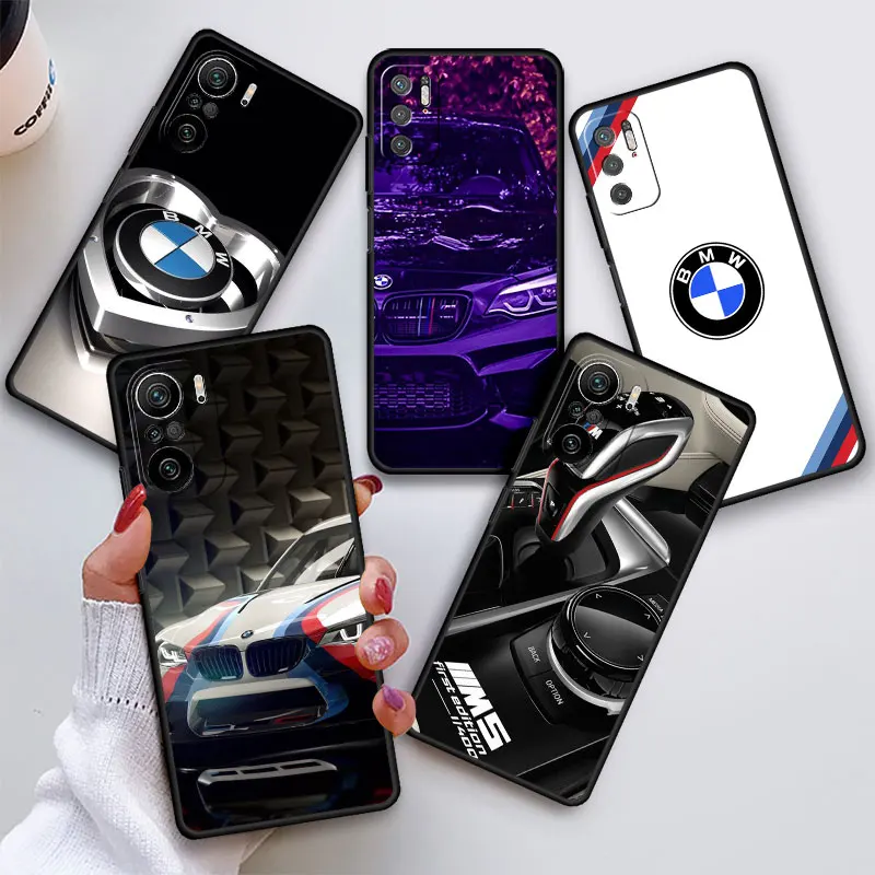 

Blue Red Line Luxury BMW Car Phone Shell Case For Xiaomi Redmi Note 12 5G 10 9S 11 Pro 8 12C K50 9t 9A 10S K40 Black Cover Soft