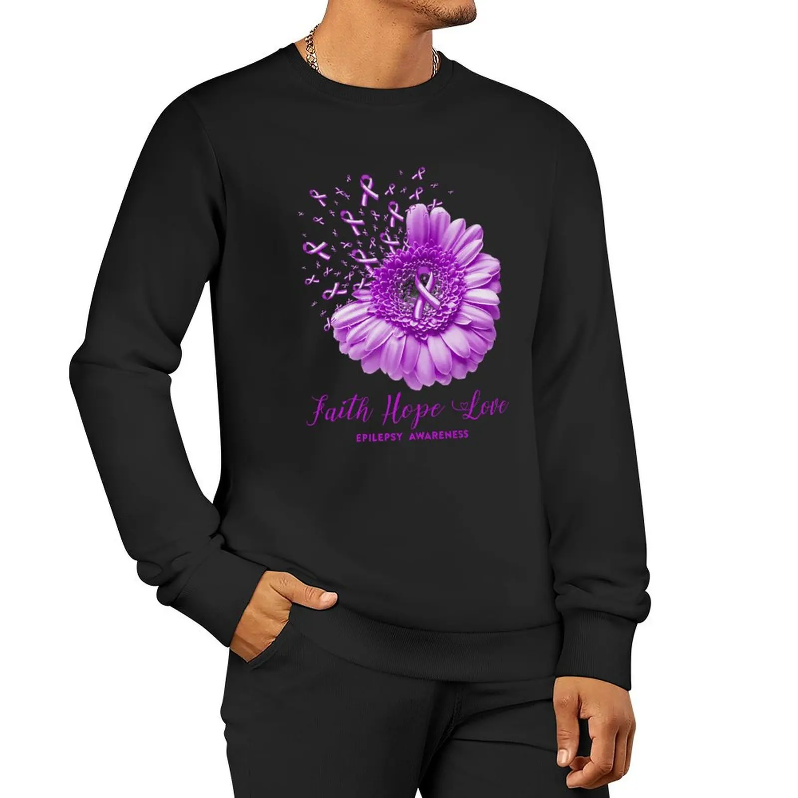 Пуловер с капюшоном Faith Hope Love Epilepsy Awareness одежда в стиле аниме спортивный костюм