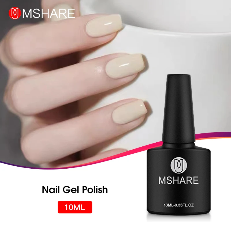 

Mshare Cream Milky White Gel Nail Polish UV LED Varnish Nail Art Semi Permanent French Manicure Lacquer Base Top Soak Off 10ml