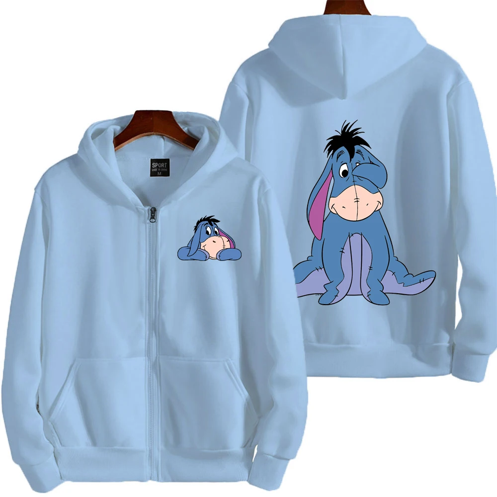 Фото Eeyore мультфильм аниме женская толстовка на молнии весна осень мужская толстовка большого размера 2025 новые модные куртки для пар пальто №1
