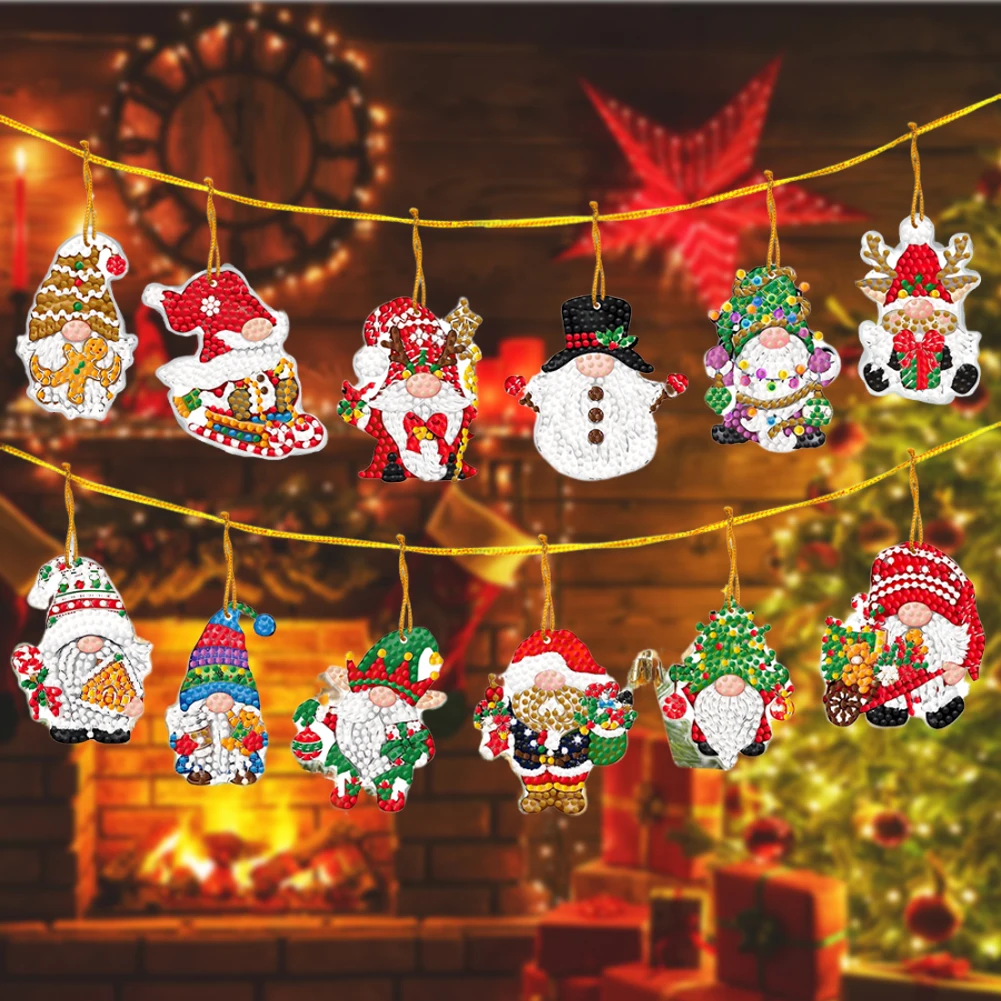 12 шт. акриловые рождественские мультяшные 5D DIY Алмазные художественные подвесные