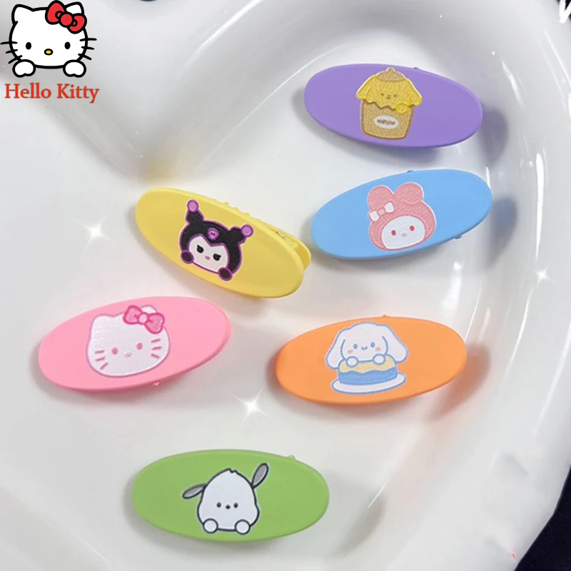 

Hello Kitty Oval Hairpins Anime Cartoon Acrylic Hair Clips Cute Girly Heart Bb Clip Broken Hair Clips Hair Accessories for Girls