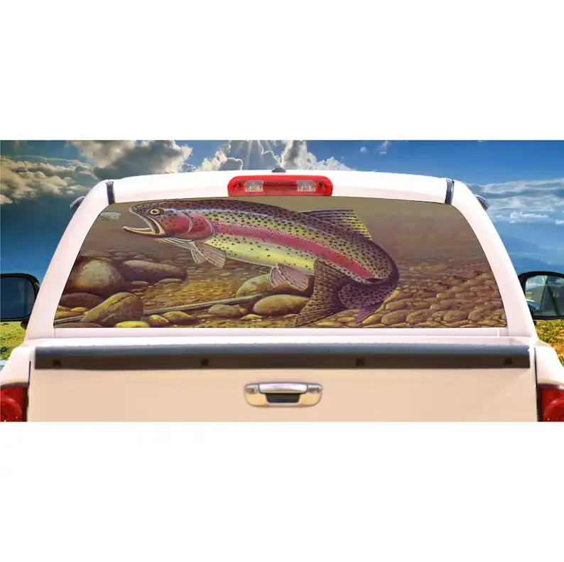 

Trout Fishing Rear Window Mural, Decal, or Tint for rear window in Truck, RV, Camper, etc