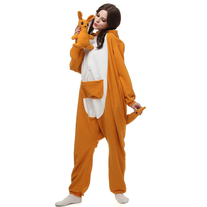 Adult Kangaroo Onesie For Women Men Kigurumi Pyjamas Animal Cartoon Pajama Homewear Halloween Cosplay Party Costume