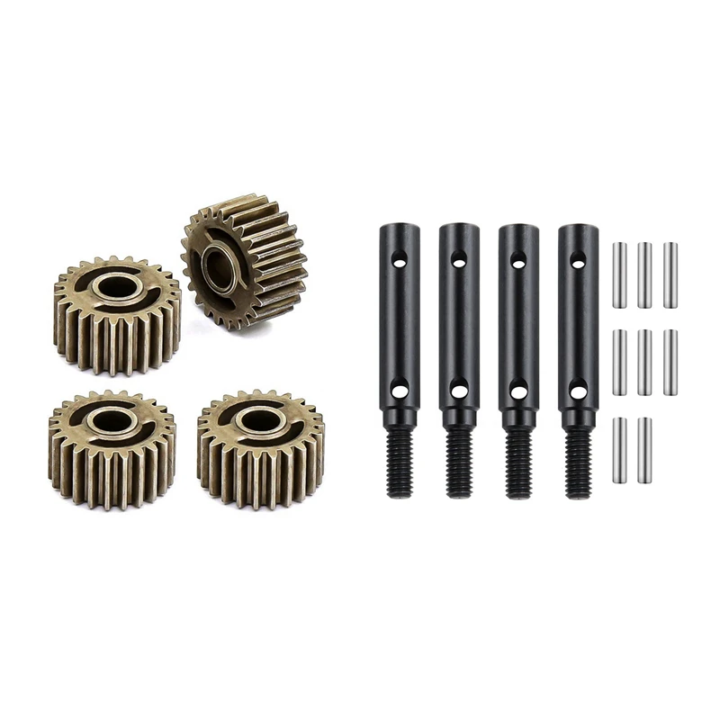 

4X Hard Steel Front Rear Portal Stub Axle Drive Gear Shaft & 4Pc 23T Hardened Steel Portal Drive Output Spindle Gear Set