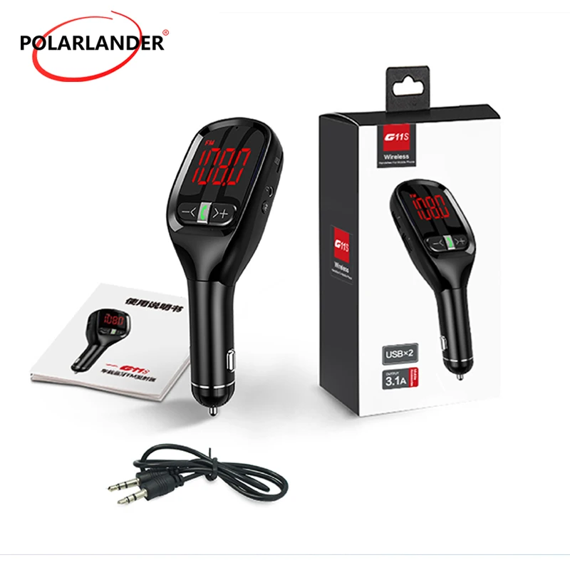 

Mp3-плеер PolarLander G11S с цифровым дисплеем, 2 USB-порта, FM-передатчик, автомобильное зарядное устройство, Bluetooth 5,0