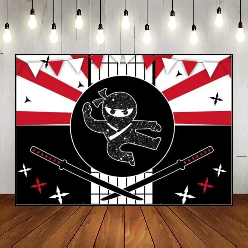 

Ninja Themed Favors Warrior Background Decoration Baby Shower Banner Birthday Boy Custom Backdrop Travel Photo Little Prince Man