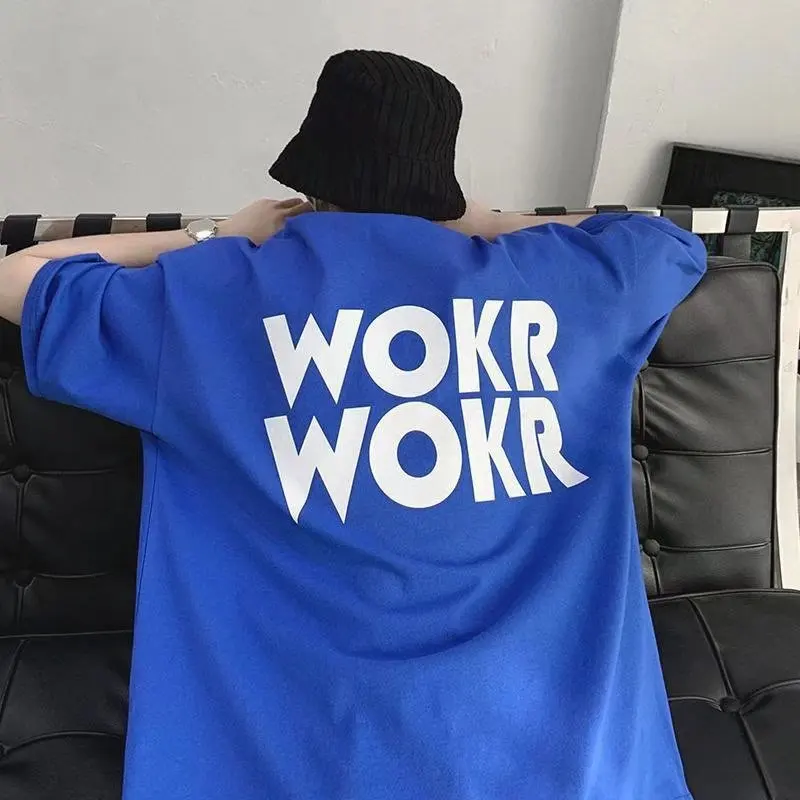 

Klein Blue Short Sleeved t-shirt men's spring and summer fashion brand Round Neck half sleeved top loose versatile T-shirt