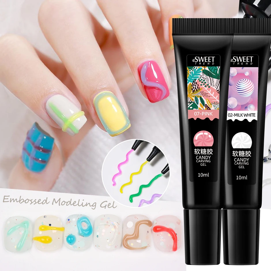 

5D Sculpture Modeling Gel Tube Emboss Korean Style 3D Solid Nail Gel Polish Macaron Painting Liner Texture Pudding Gel JIS22