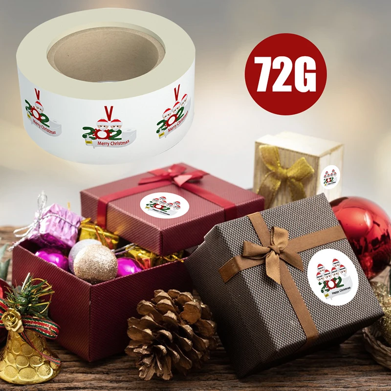 Рулон мультяшной наклейки с Рождеством Санта-Клаус дерево бумажная этикетка