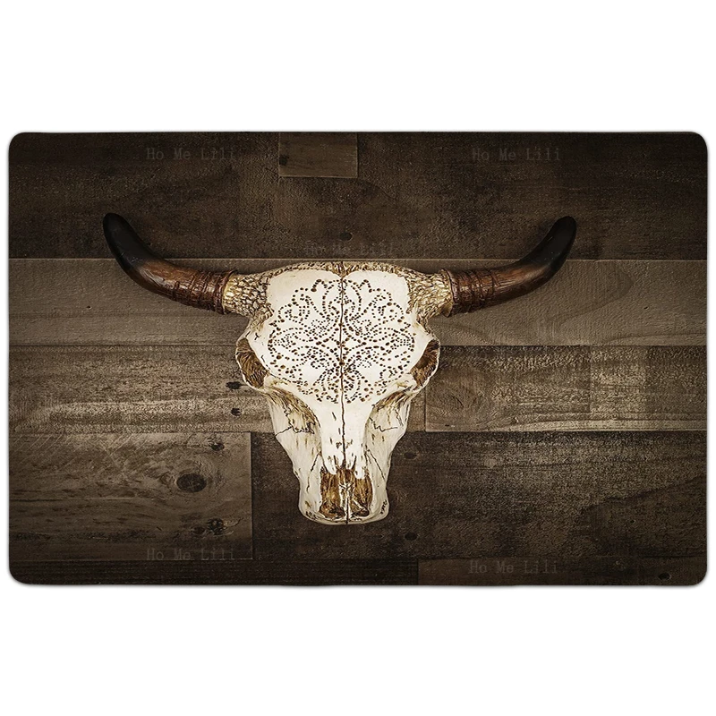 Southwestern Bull Skulls And Horns Skeleton Sacred Texas Longhorn Cow Dreamcatcher Carpet By Ho Me Lili For Home Decor Rugs