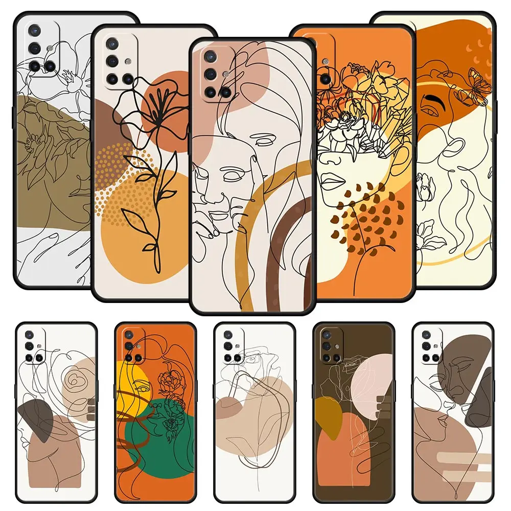 

One Line Art Phone Case For OnePlus 10 9 8 8T 7 7T Pro 9R 9RT 5G One Plus Nord 2 CE N200 N100 N10 Black Cover Silicone Coque