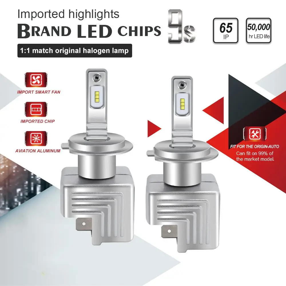 

2pcs H7 H1 Car LED Headlight Bulbs Fog Lights 6000K White Auto Fog Lamp Day Running Light Bulbs