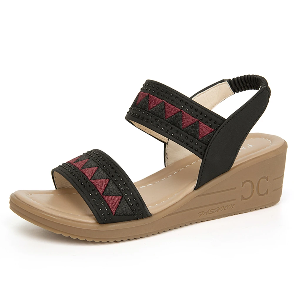 Bohemian Style Muffin Bottom Non-slip Wear-resistant Large Size Sandals Increase Women's Slippers Comfortable Student Shoes