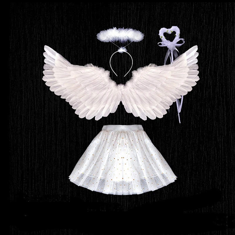 

Ангельские перья крылья дневной свет Сказочный цветок украшение для девочек мальчик демон детский день выступление Рождественский Костюм