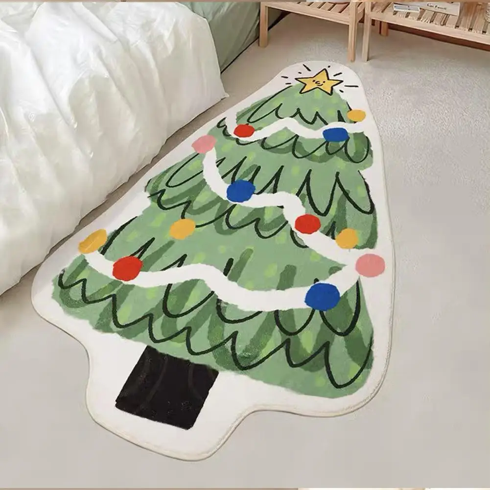 

Домашний ковер в форме рождественской елки, абсорбирующий Противоскользящий ковер для ванной, для спальни, гостиной, Рождественский Декоративный Напольный Коврик