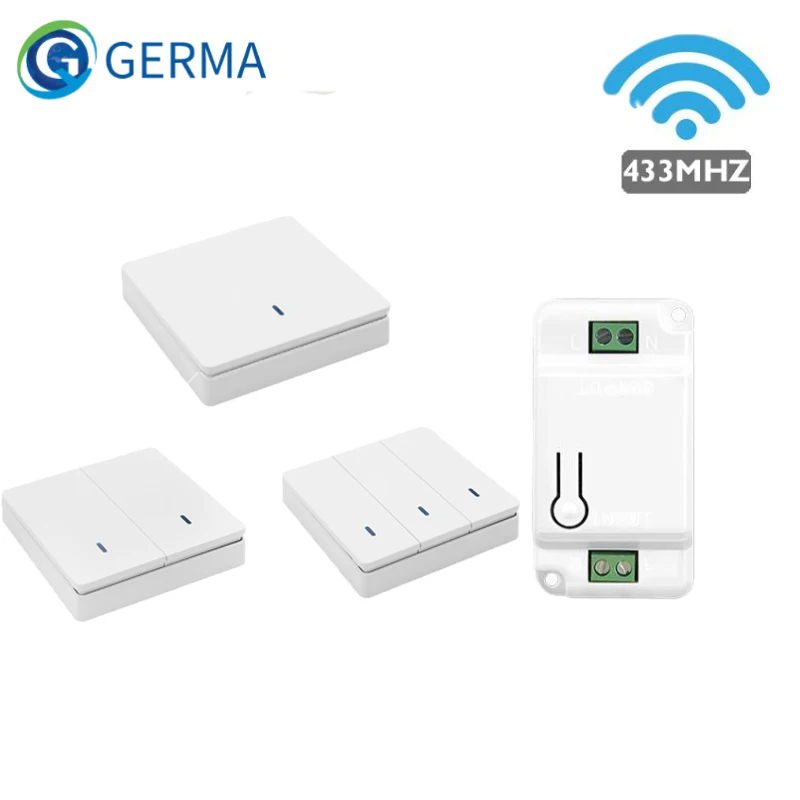 

GERMA 1/2/3 Button 433Mhz smart push Wireless Switch Light RF Remote Control 110V 220V Receiver RF Wall Panel Ceiling Lamp