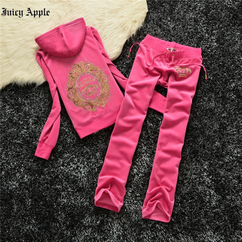 Juicy Apple Tracksuit Woman Fashion Suit Female 2023 New Spring And Autumn Hooded Sweater Casual Two Piece Sets Womens Outifits