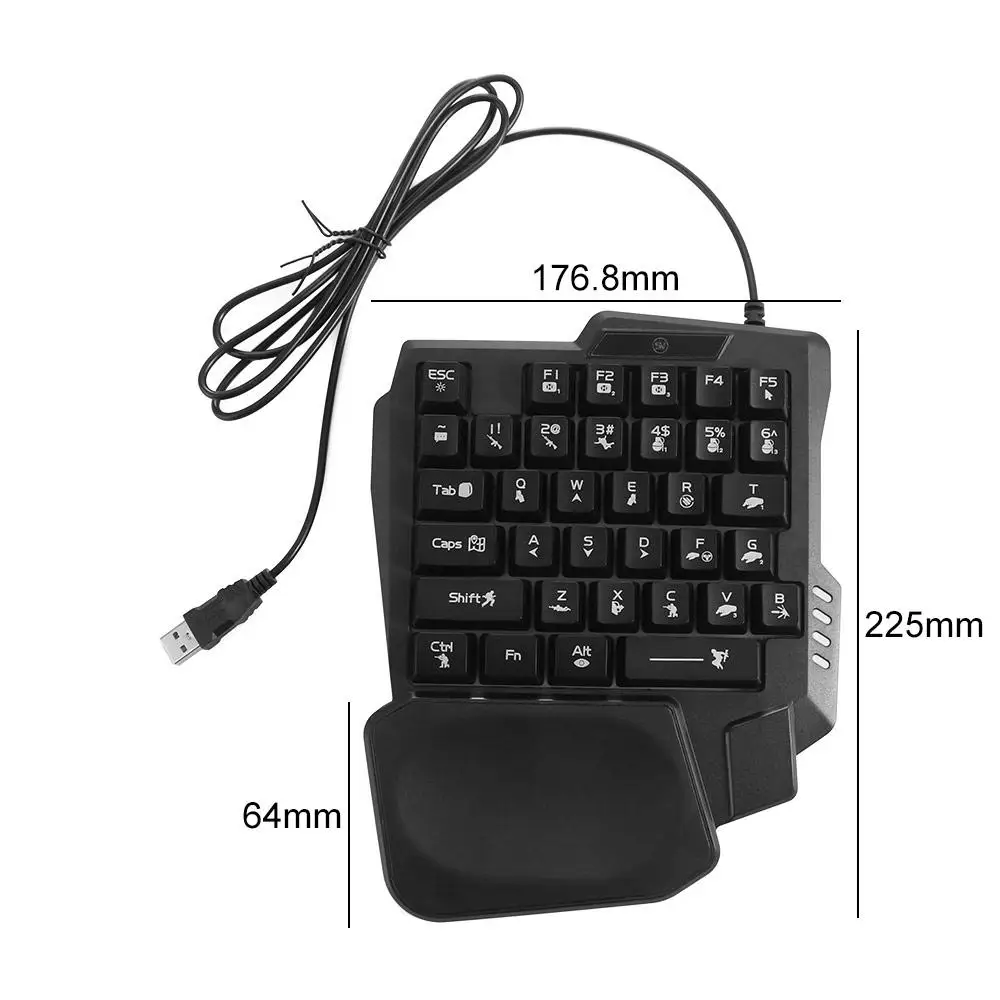 Фото USB-клавиатура для одной руки, ультратонкая, с подсветкой, проводная, 35 клавиш, игровая механическая клавиатура для ноутбука №2