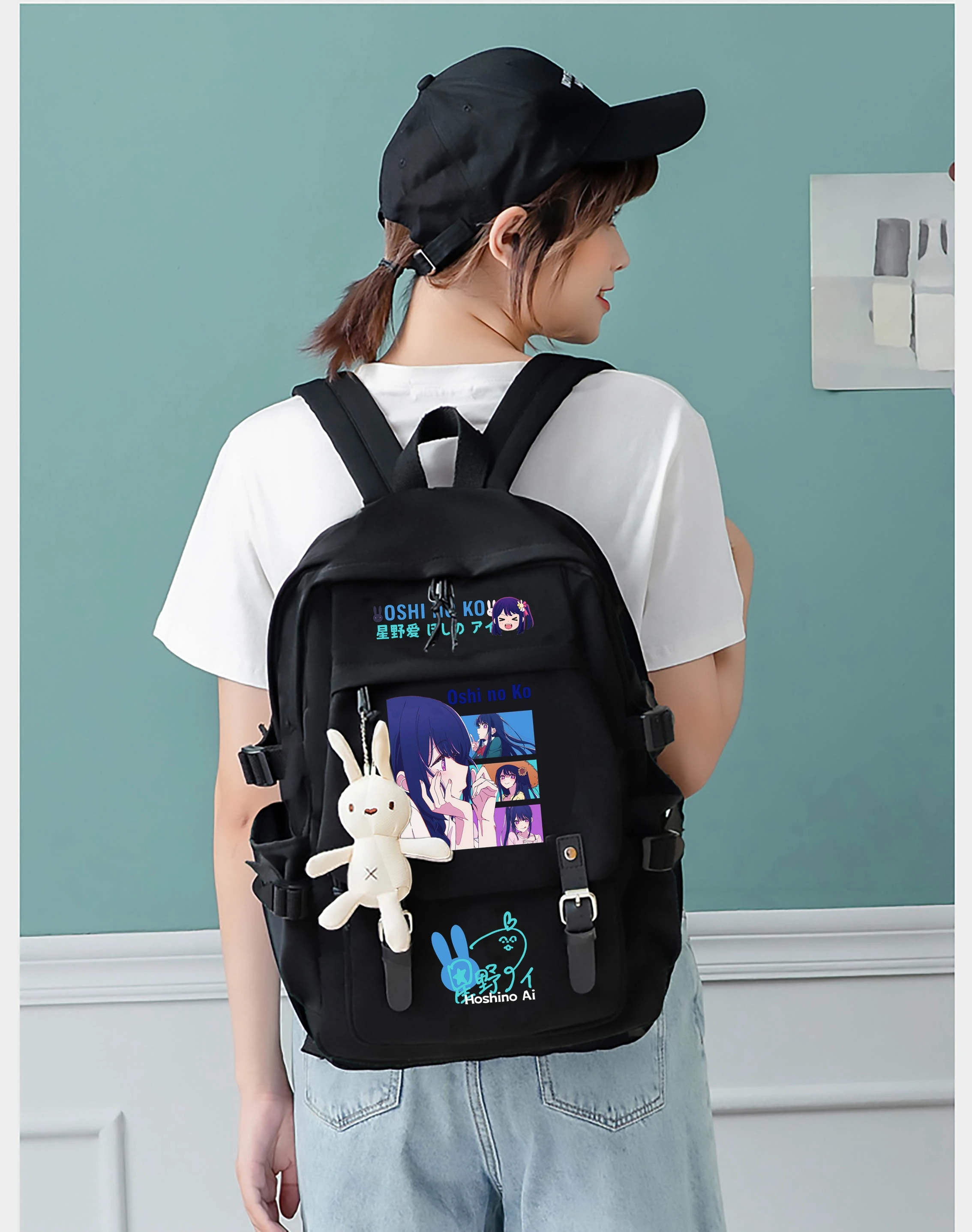 

Рюкзак с аниме Mochila OSHI NO KO Hoshino Ai, черные дорожные сумки на плечо, школьная сумка для учебников для детей и подростков