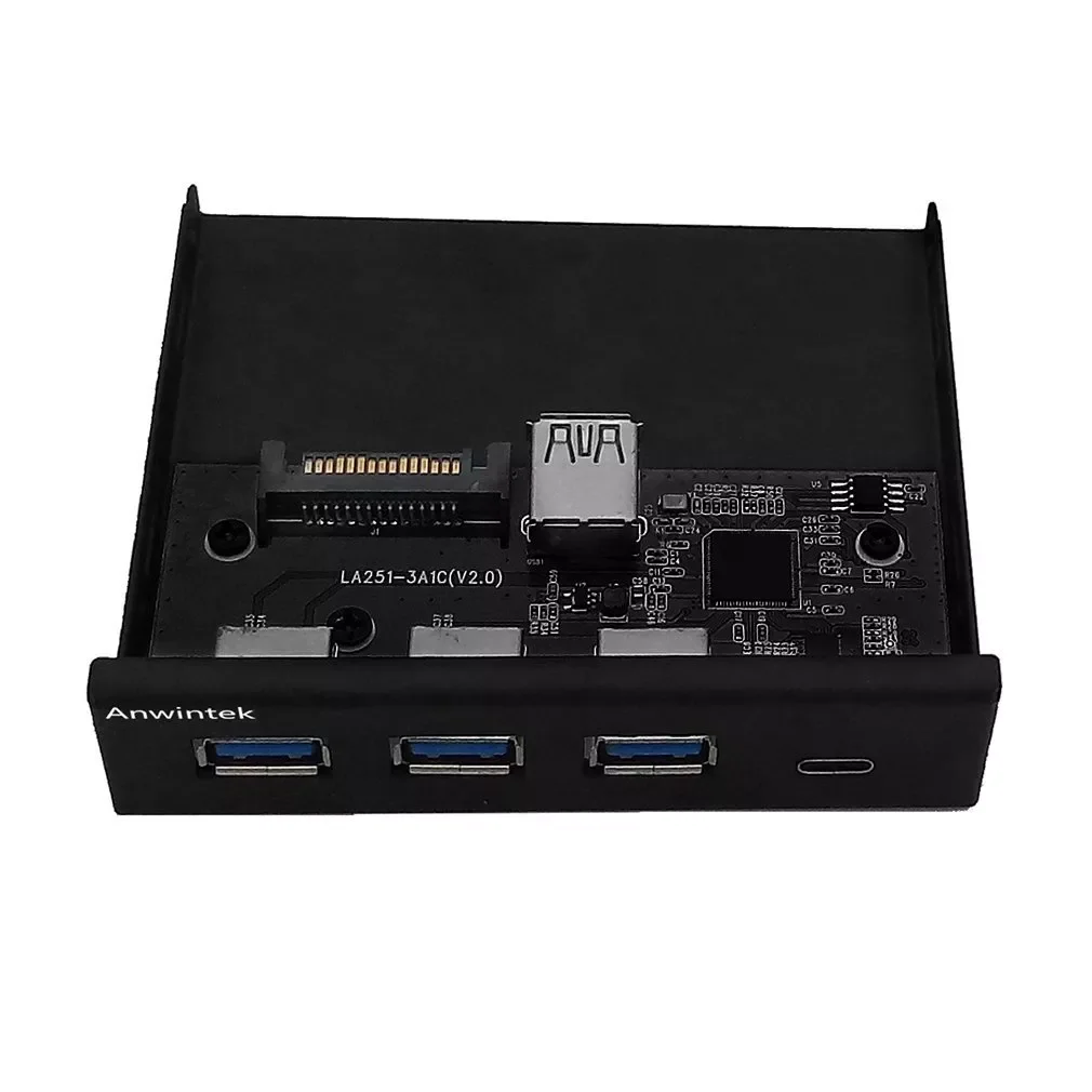 33S50-RTK 3 in 1 Card Reader USB 3.0 Front Panel Media Type-c Dual USB 3.0 Port Hub Dashboard PC Front Panel with Power Cable -