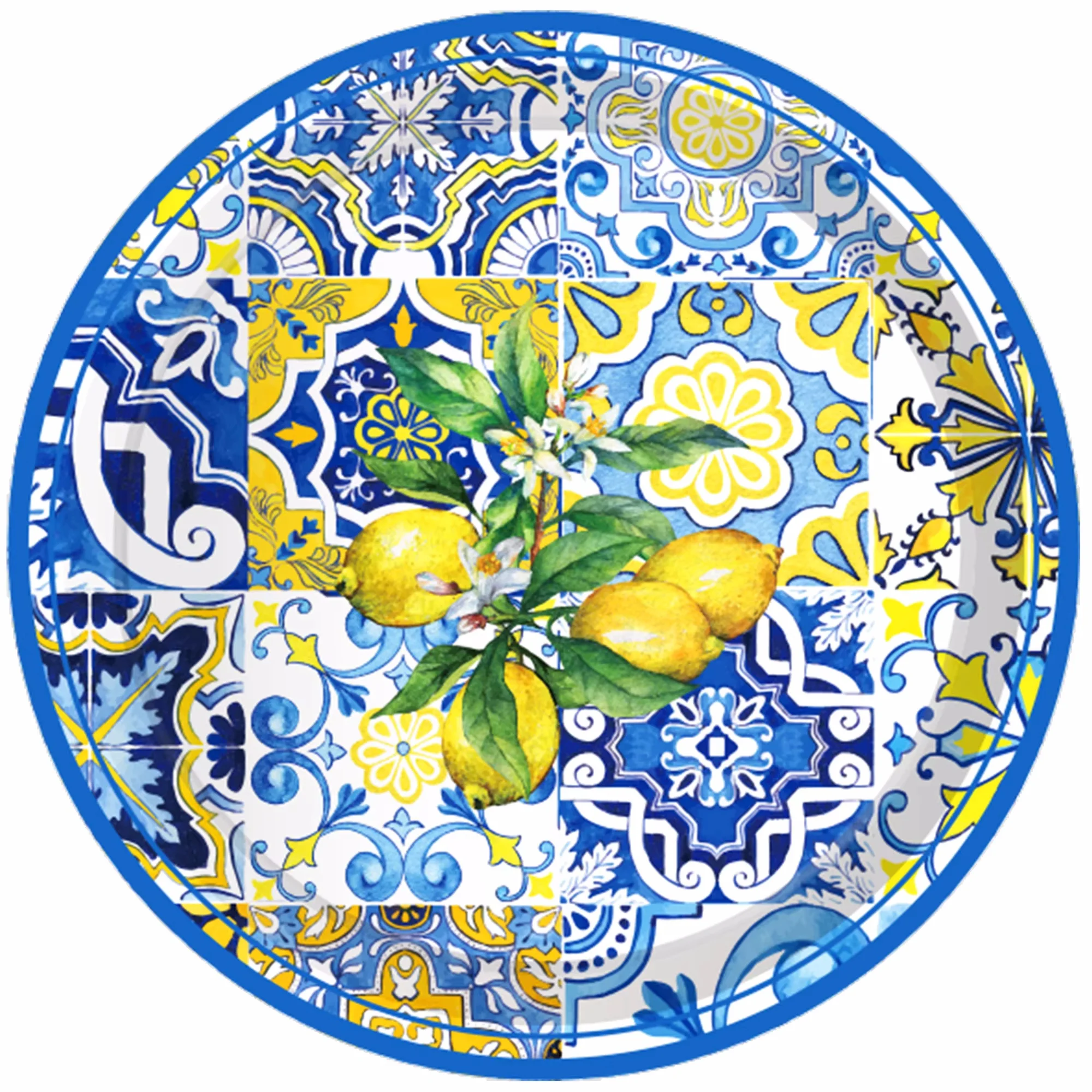 

Одноразовая посуда для вечеринки из бумаги Blue and White Lemon