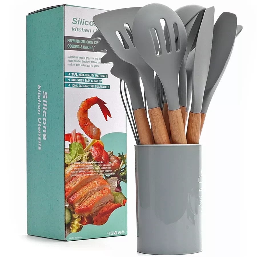 

2023New Cooking Utensils Kitchen Utensil Set - Non-stick Spatula Shovel Natural Acacia Wooden Handle Kitchen Tools