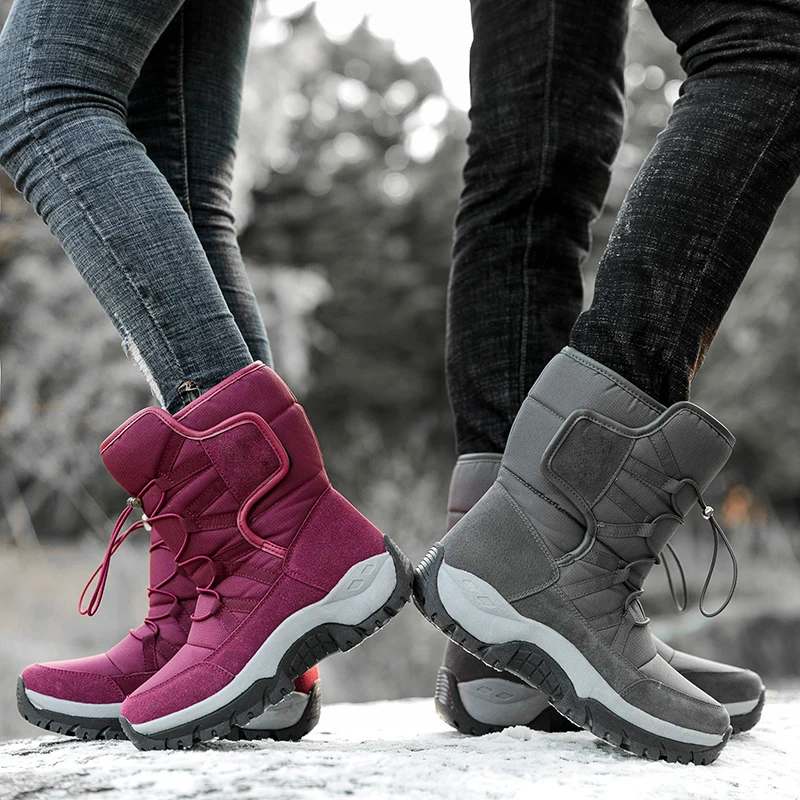 Women Snow Boots Waterproof Outdoor Hiking Shoes High Ankle Sneakers Winter Fashion Boots Unisex Men Casual Footwear Botas Mujer