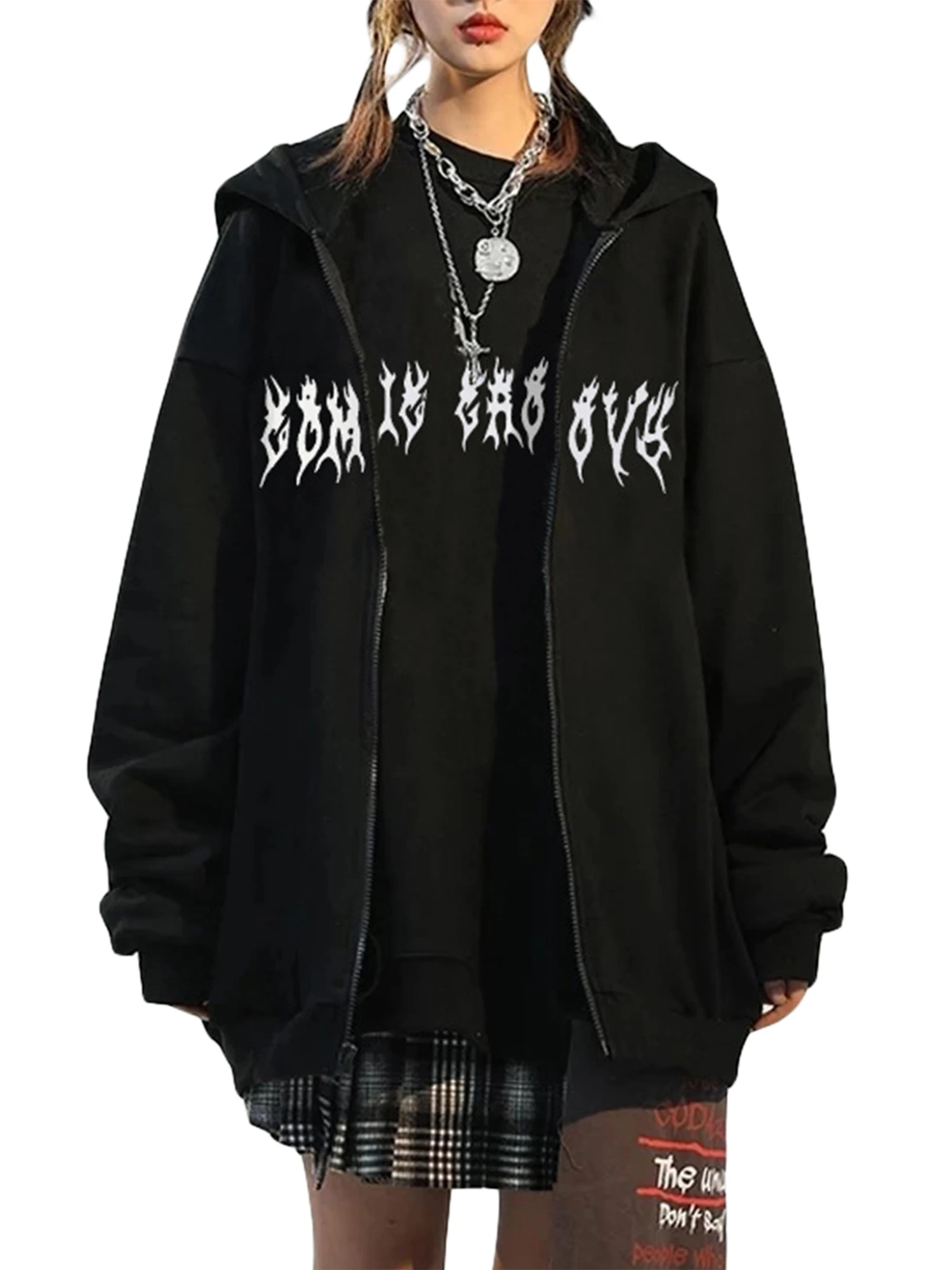 

Women s Rhinestone Embellished Oversized Hoodie Y2K Skeleton Sweatshirt with Aesthetic Pullover Design - Gothic Streetwear