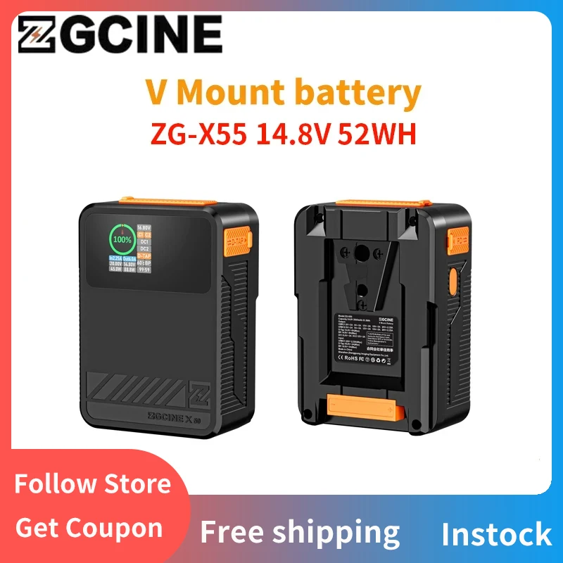 ZGCINE ZG-X50 14 8 В 52 Втч V Mount Аккумулятор Выходная мощность дисплея Lock V-образный