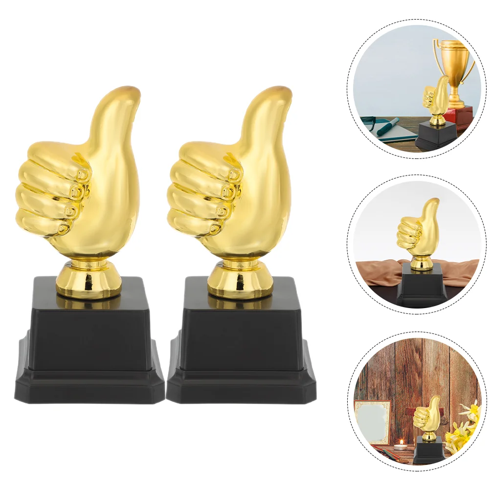 

2 Pcs Thumbs Trophy Award Kids Plastic Bulk Toys Small Prize Stand Soccer Trophies Basketball Competition