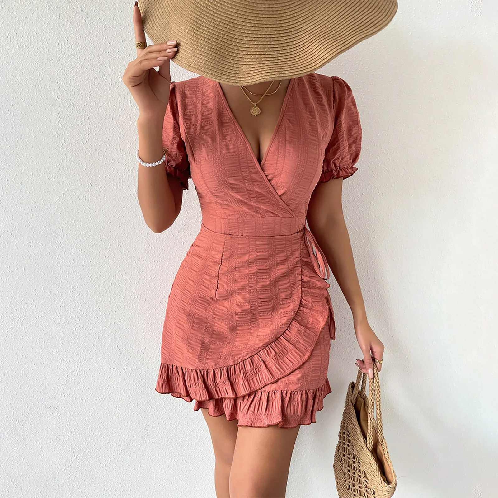 

Womens Black Dress Women Short Sleeve Crew Neck Smocked Elastic Waist Tiered Maxi Dress Summer Boho Floral plus Business Dress