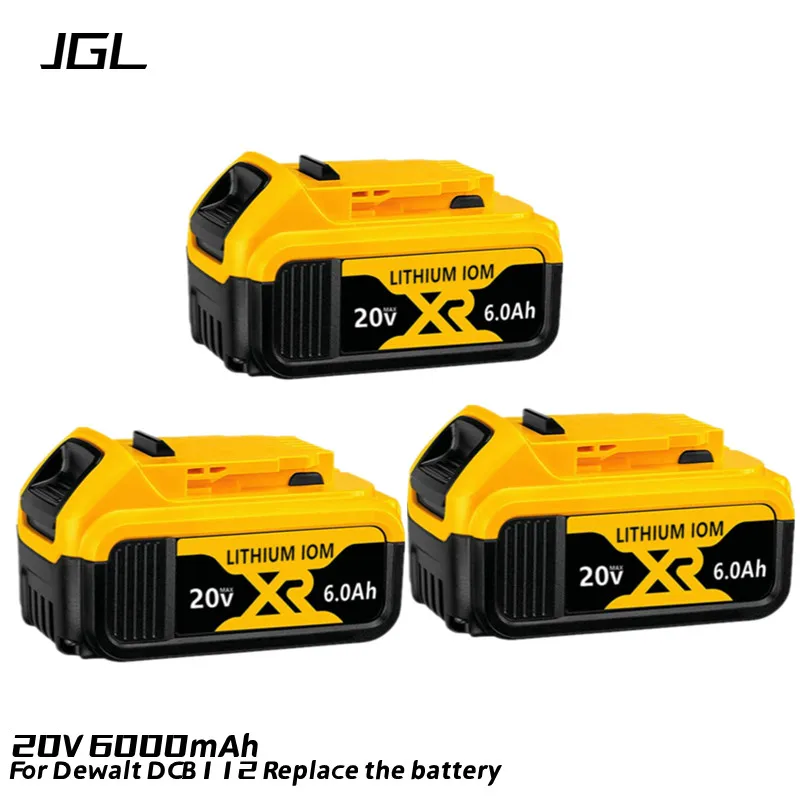 

3 x 6.0Ah 20V spare lithium ion battery with 3A DCB112 charger for Dewalt 18V DCB180 DCB181 DCB181-xj DCB200 DCB200-2 battery