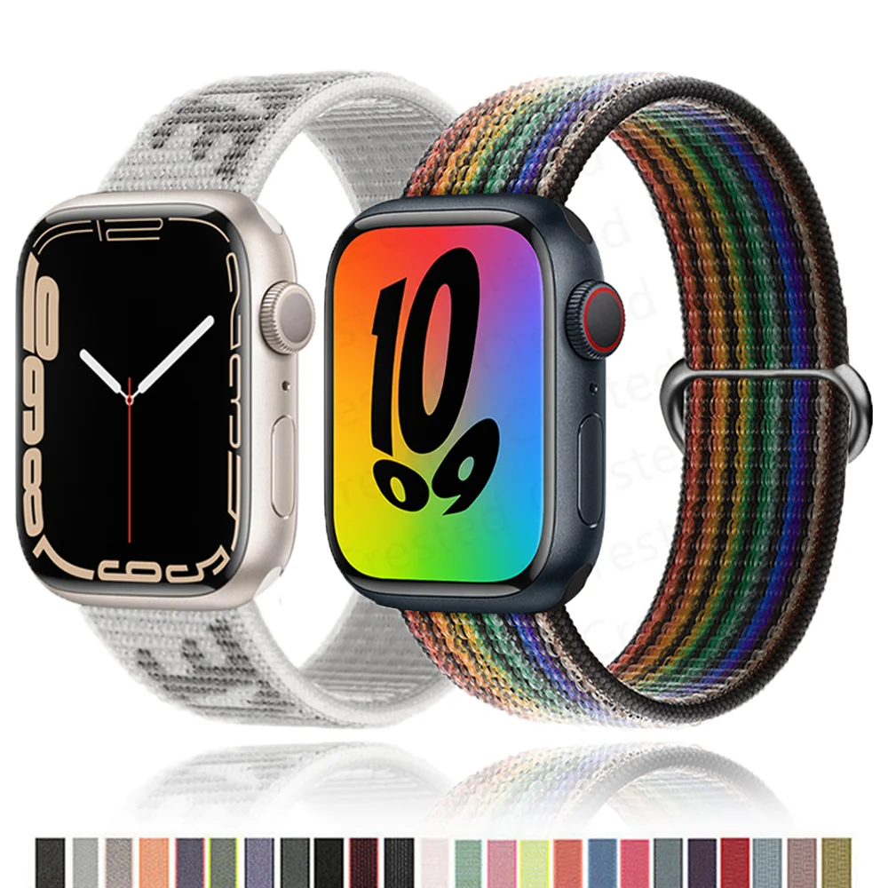 

Strap for Apple Watch Band 45mm 41mm 44mm 40mm 38mm 42mm Nylon loop smartwatch Bracelet correa pulseira iwatch serie 7 SES 6 5 3