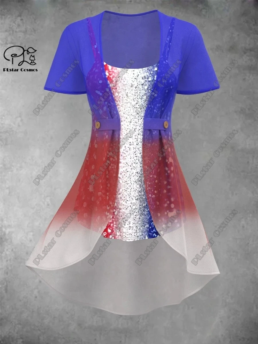 Женская Новинка патриотическая женская одежда PLstar Cosmos с 3D принтом прозрачный