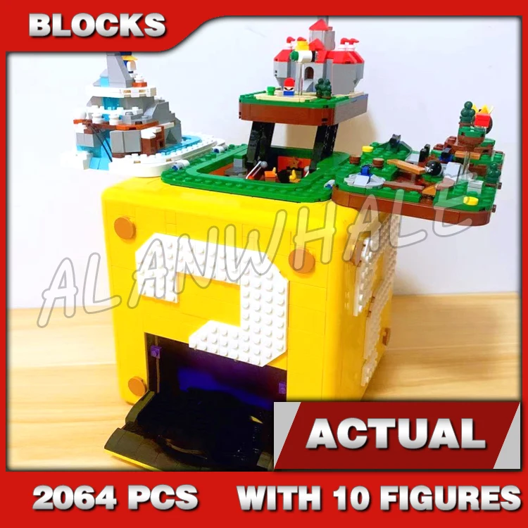 

2064pcs Super Plumber Games 64 Question Mark Block Peach’s Castle Battlefield Mountain 60144 Building Set Compatible With Model