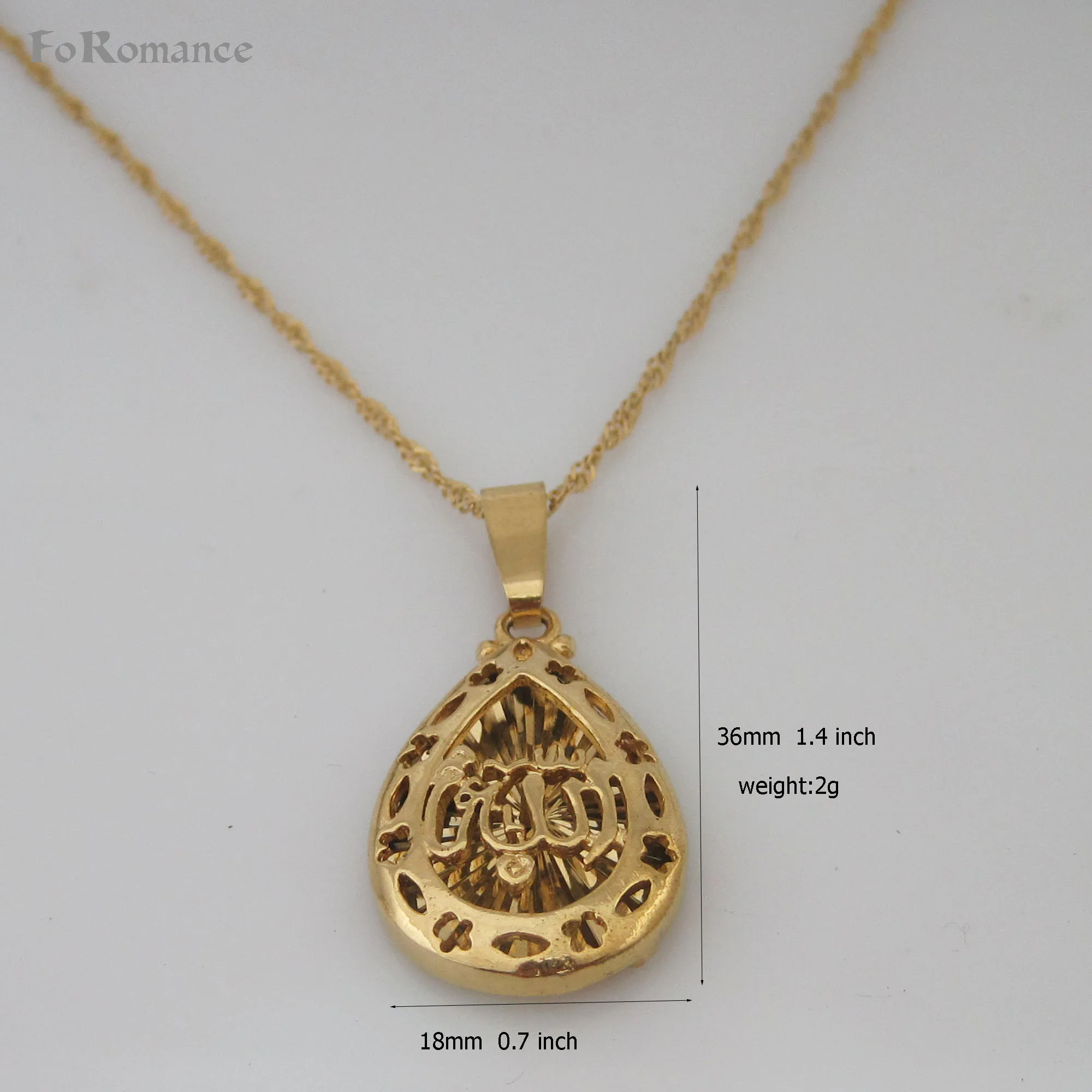 Позолоченная 18-дюймовая цепочка мусульманский Аллах Бог подвеска в форме капли