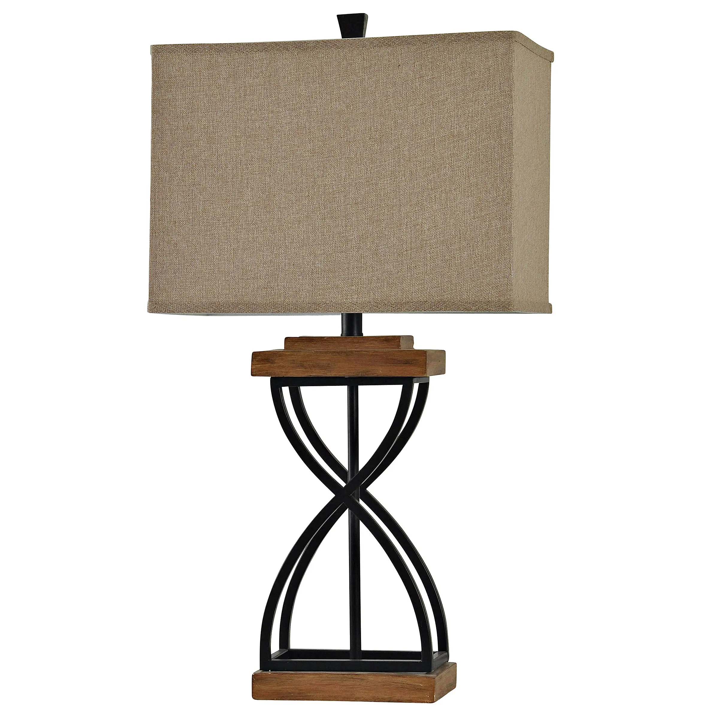 

31" Table Lamp - Black Wood Finish - Beige Hardback Fabric Shade
