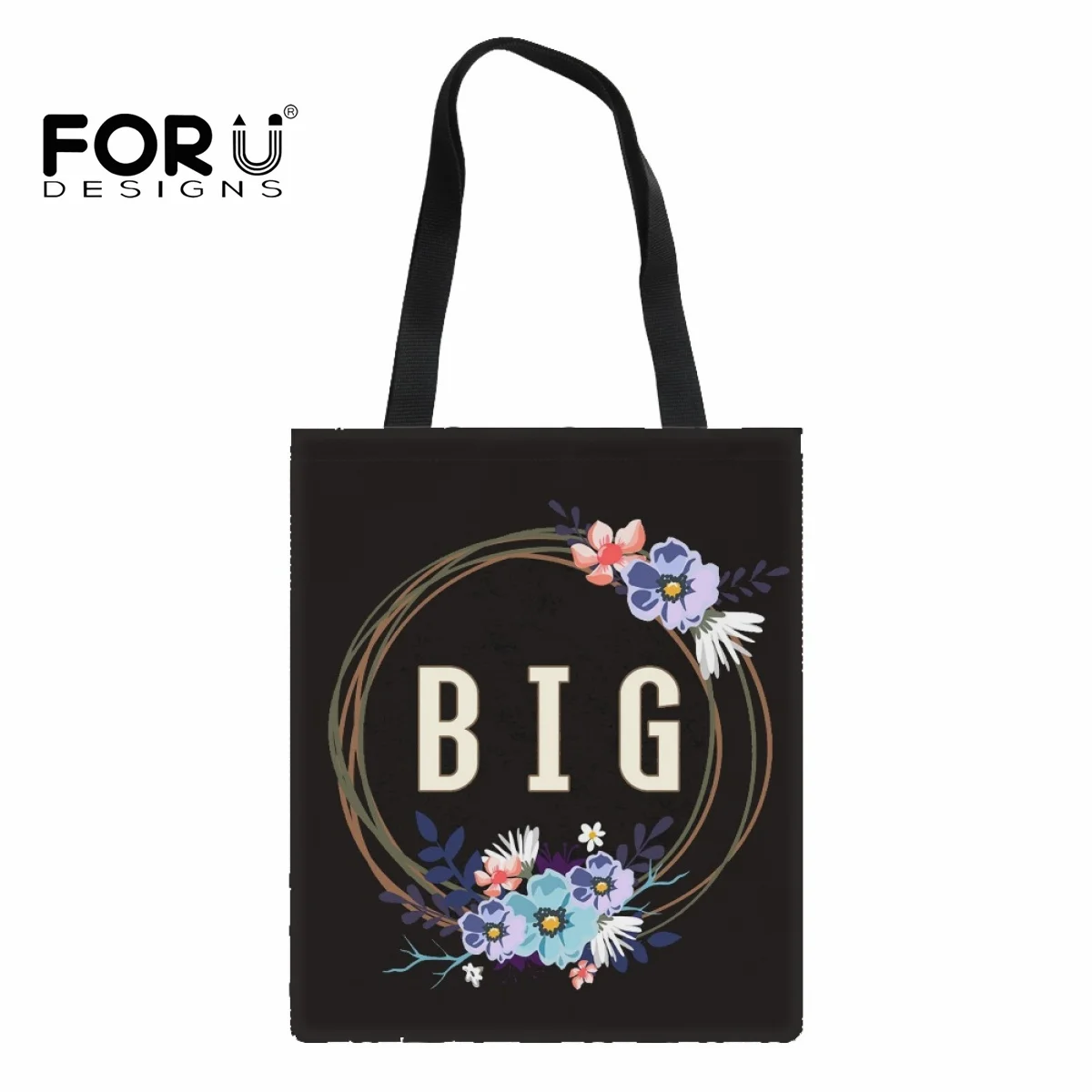FORUDESIGNS Big Little Sorority Design Cloth Reusable Foldable Shopping Bags Tote Bag Washable Shopper Storage Bag Handbag